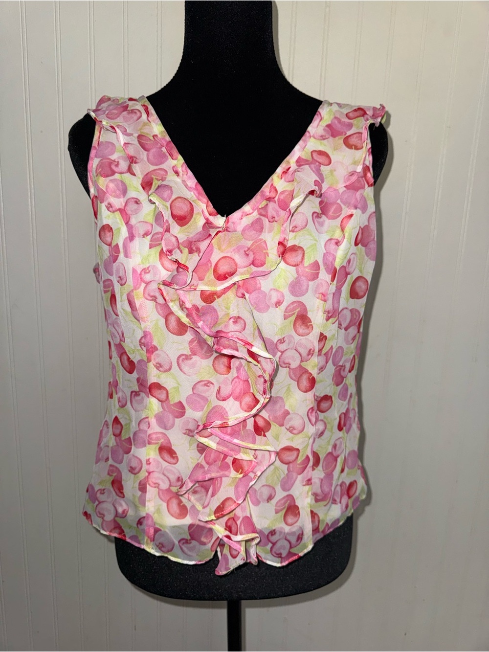 Pierre Cardin Pink Floral Ruffle V-Neck Camisole